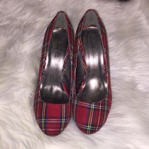 Charlotte Russe red plaid heels size 8👻